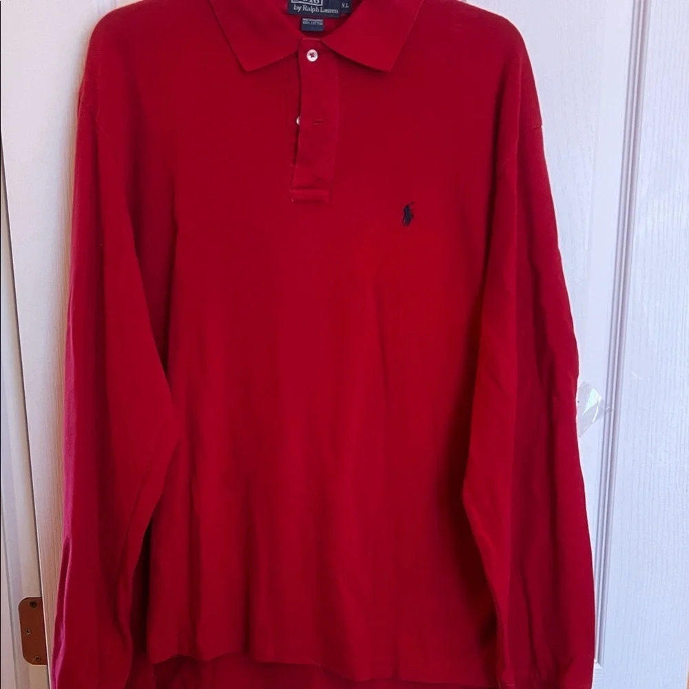 Polo by Ralph Lauren Men's Vibrant Red Polo Shirt long sleeve XL
